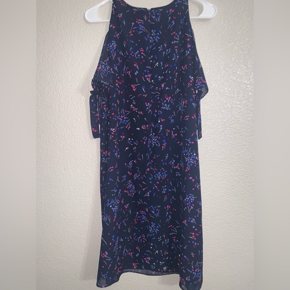 Roz & Ali Floral Shift Dress Cold Shoulder Chiffon Size 12 - Picture 3 of 6